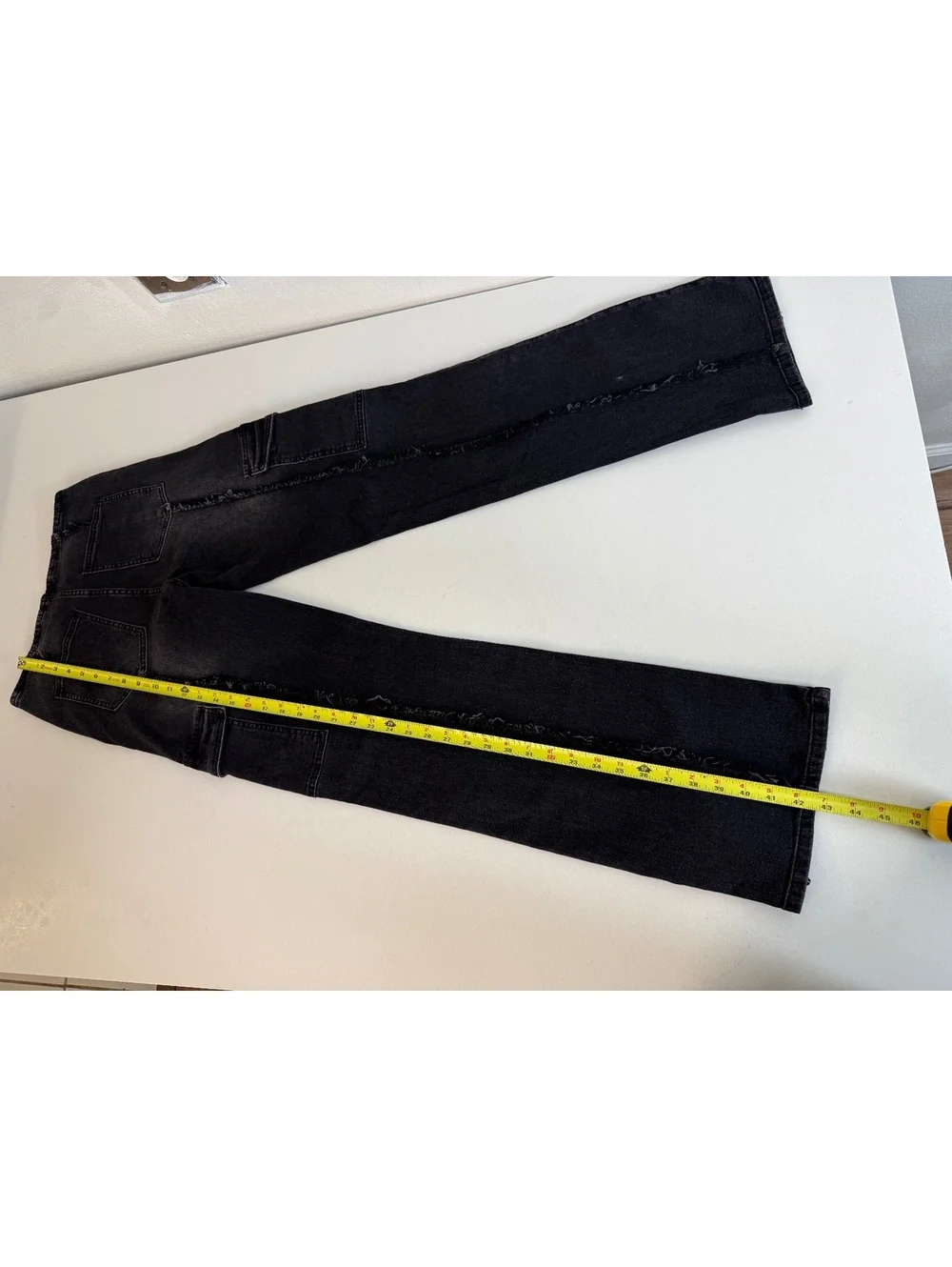 Fashion Nova Black Wide Leg Cargo Jeans with Side Pockets size Small